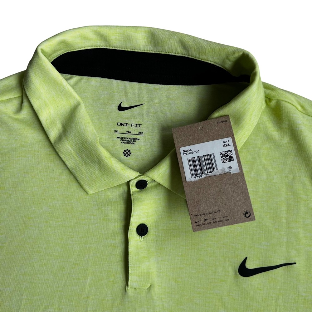 Nike Golf Polo Shirt Mens XXL Lime Green Dri-FIT Short Sleeve Swoosh DV3123-736